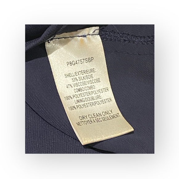 Parker 𑁍 Floral Silk A-Line V Neck Dress 𑁍 Scalloped Ruffles 𑁍 Navy 𑁍 XS 𑁍 - Picture 14 of 16